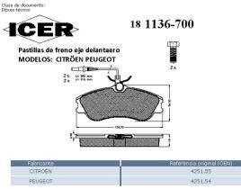  181136700 - JGO.PASTILLAS DLT PSA TRW BERLINGO 306-XSARA 98>