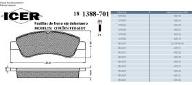   Icer Brakes 181388402 - Juego de pastillas de frenos delanteras citröen peugeot