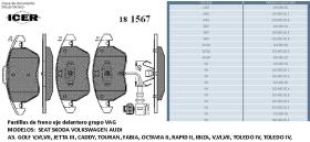   Icer Brakes 181567000 - juego de pastilla de frenos dlt. volkswaguen seat skoda audi