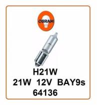 Osram 64136 - Lámpara posición halógena. 12V 21W H21W  BAY9S