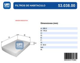 Ufi Filtros 5303800 - FILTRO HABIT.FIBRA P.307.308-C.C2.C3.C4.DS
