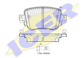   Icer Brakes 182152000 - JGO.PASTILLAS TRAS. VAG